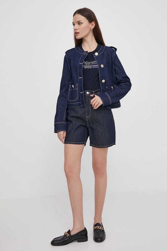 Tommy Hilfiger tricou din bumbac WW0WW41203 bleumarin SS24