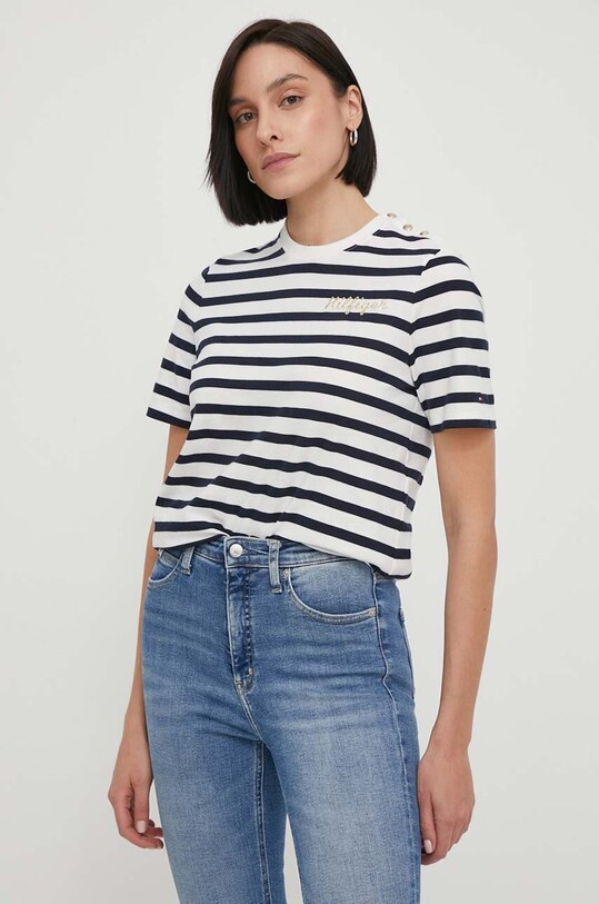 Tommy Hilfiger tricou din bumbac curele bleumarin WW0WW41211