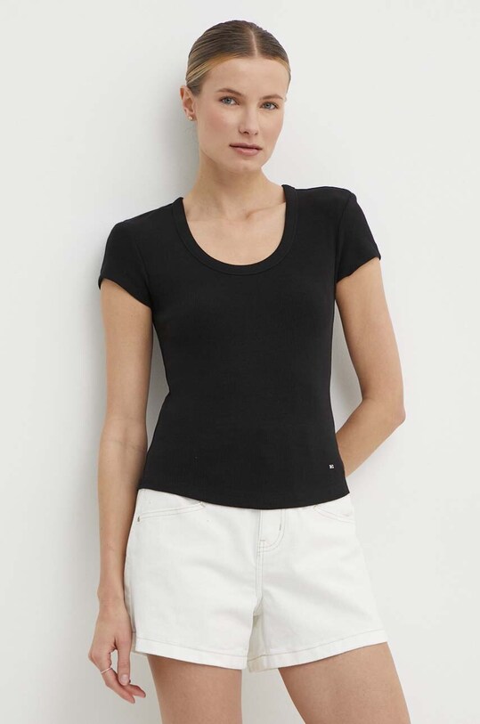 Tričko Tommy Hilfiger slim černá WW0WW41776