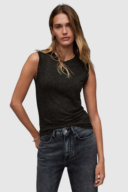 Top AllSaints Imogen bez uzorka crna WM212Z