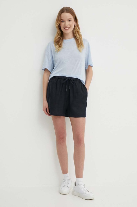 Tommy Hilfiger t-shirt z domieszką lnu WW0WW41196 niebieski SS24