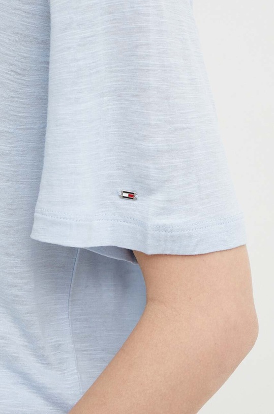 Tommy Hilfiger t-shirt z domieszką lnu WW0WW41196 niebieski