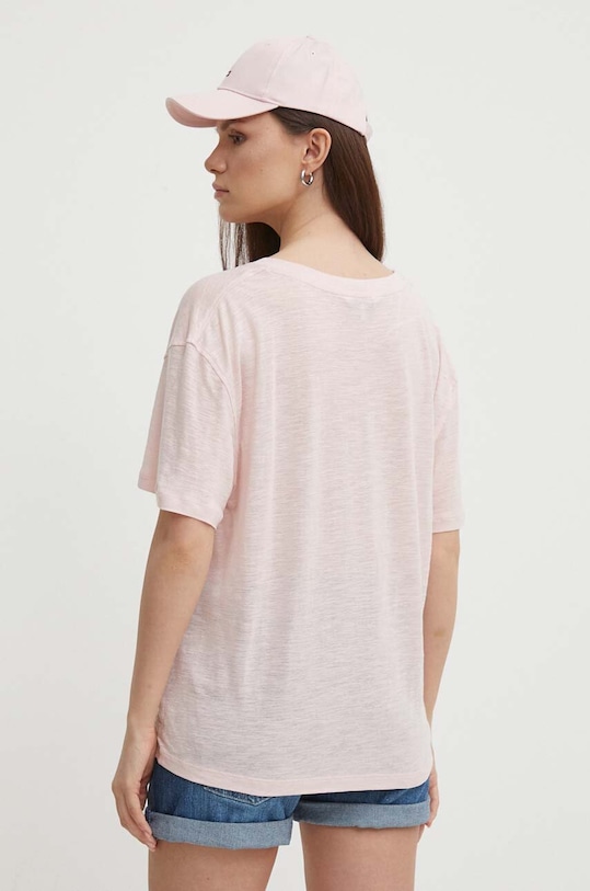 Odzież Tommy Hilfiger t-shirt z domieszką lnu WW0WW41198 różowy