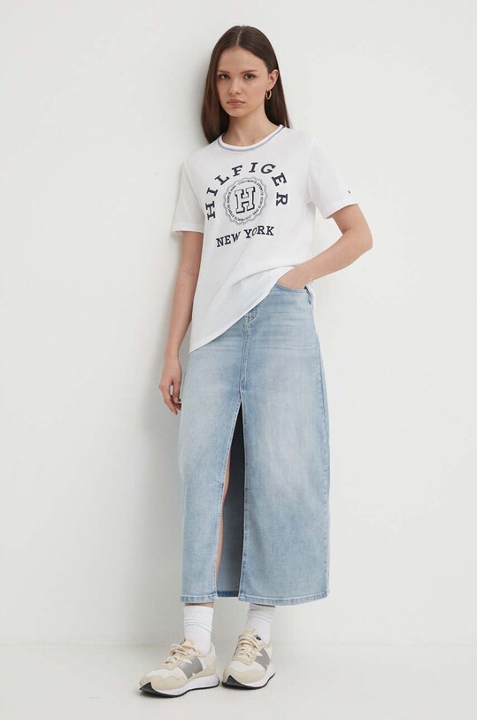 Bavlněné tričko Tommy Hilfiger WW0WW41575 bílá SS24
