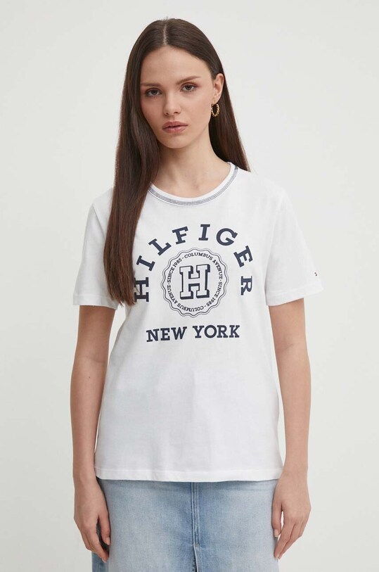 Bavlněné tričko Tommy Hilfiger bílá WW0WW41575