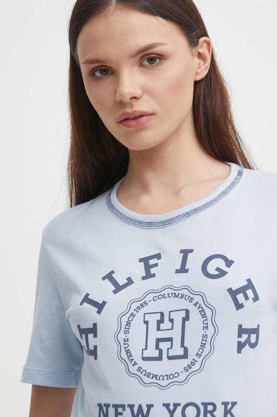Bavlněné tričko Tommy Hilfiger modrá WW0WW41575
