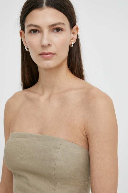 Samsoe Samsoe top lniany SAELYNN F24100098 beżowy