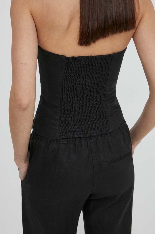 Samsoe Samsoe top lniany SAELYNN F24100098 czarny