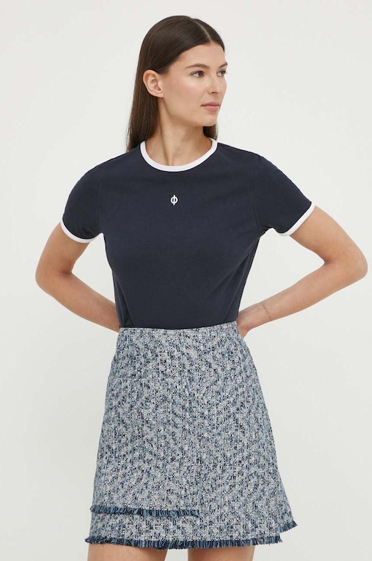 Βαμβακερό μπλουζάκι Samsoe Samsoe βαμβάκι σκούρο μπλε F24100088