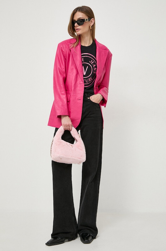 Bombažna kratka majica Versace Jeans Couture 76HAHG05 črna SS24