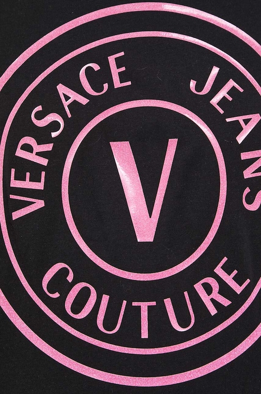 Bombažna kratka majica Versace Jeans Couture 76HAHG05 črna