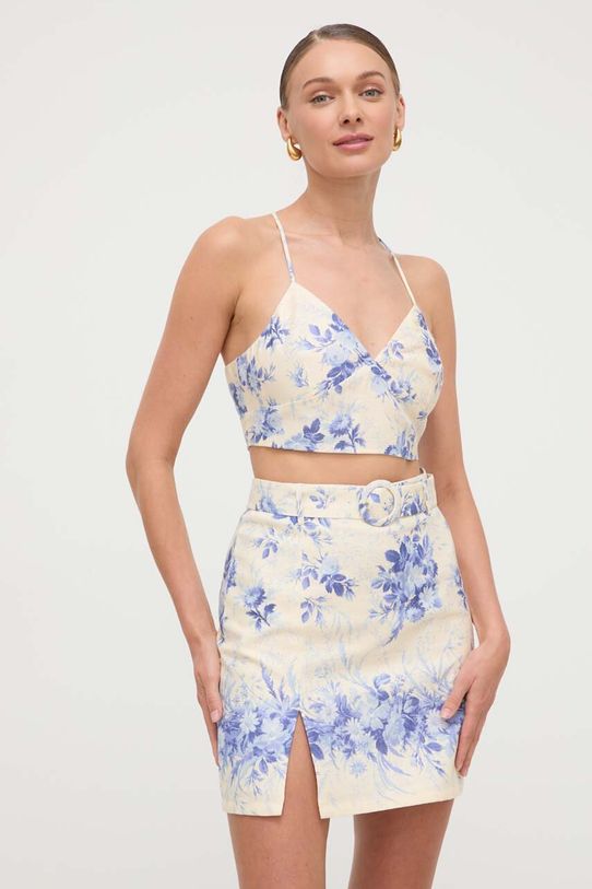 Ľanový top Twinset slim modrá 241TT2427