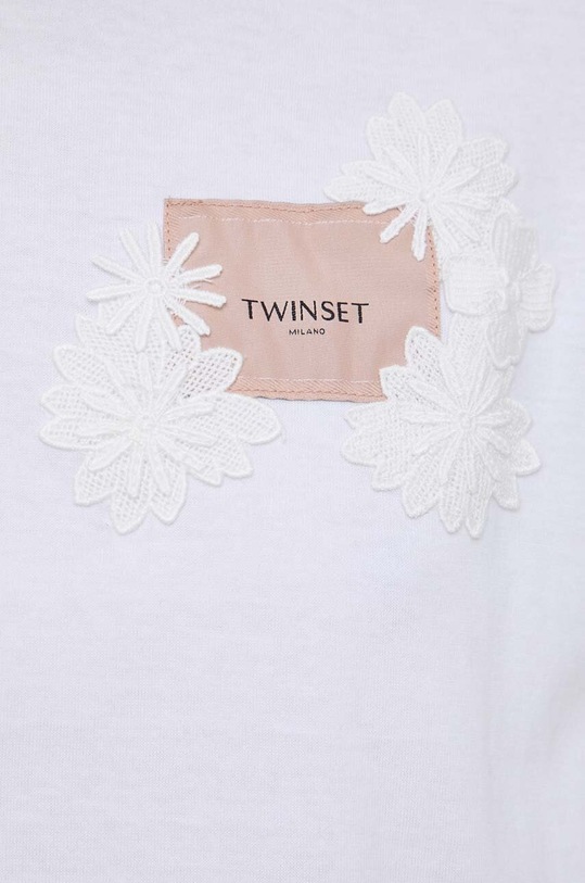 Βαμβακερό μπλουζάκι Twinset 241TT2143 λευκό