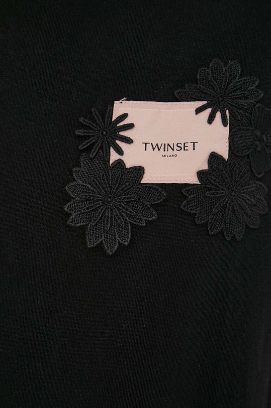 Βαμβακερό μπλουζάκι Twinset 241TT2143 μαύρο
