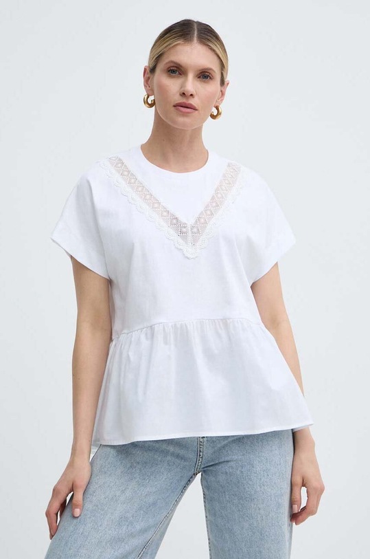 Twinset t-shirt in cotone rilassato bianco 241TT2262