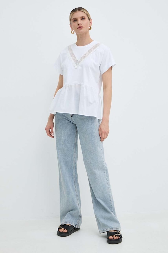 Bavlnené tričko Twinset 241TT2262 biela SS24