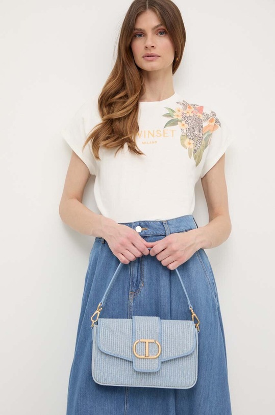 Twinset tricou din bumbac print bej 241TT2250