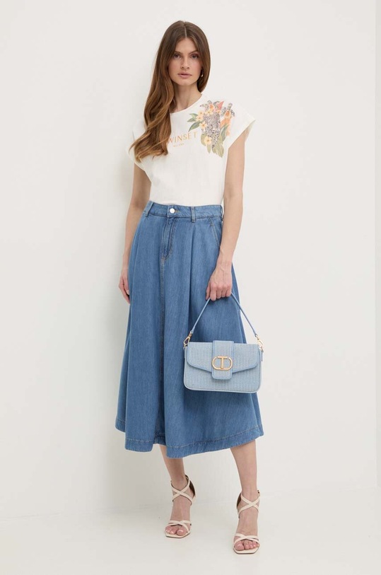 Twinset tricou din bumbac 241TT2250 bej SS24