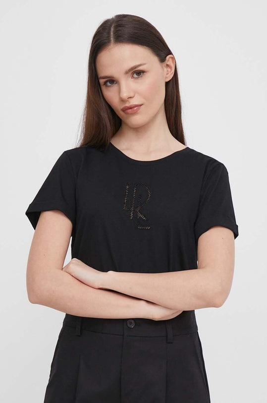 Lauren Ralph Lauren t-shirt applique nero 200934390