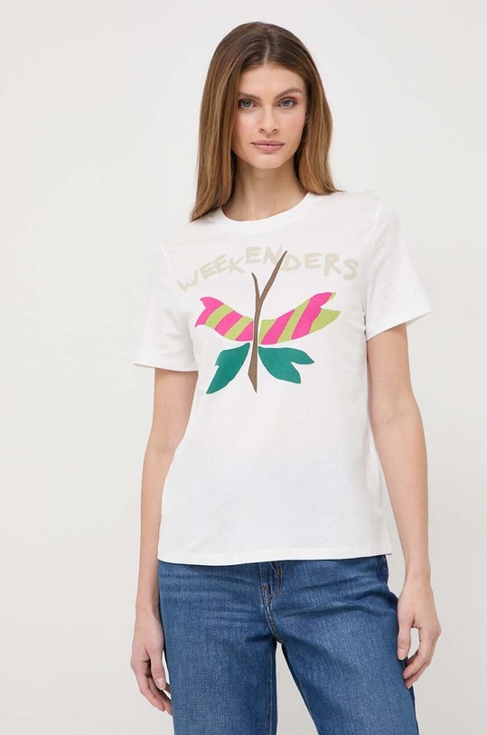 Bavlnené tričko Weekend Max Mara potlač biela 2415971051600