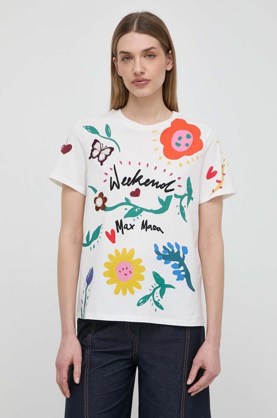Weekend Max Mara t-shirt bawełniany nadruk biały 2415971061600