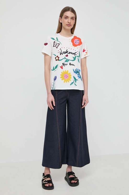 Weekend Max Mara t-shirt bawełniany 2415971061600 biały SS24
