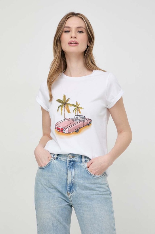 Marella t-shirt bawełniany 2413971016200 biały SS24