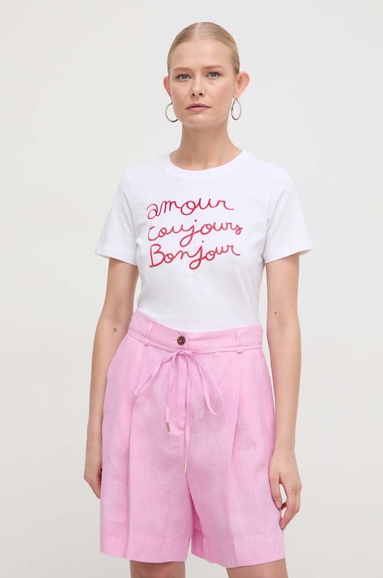 Marella t-shirt bawełniany regular biały 2413971034200