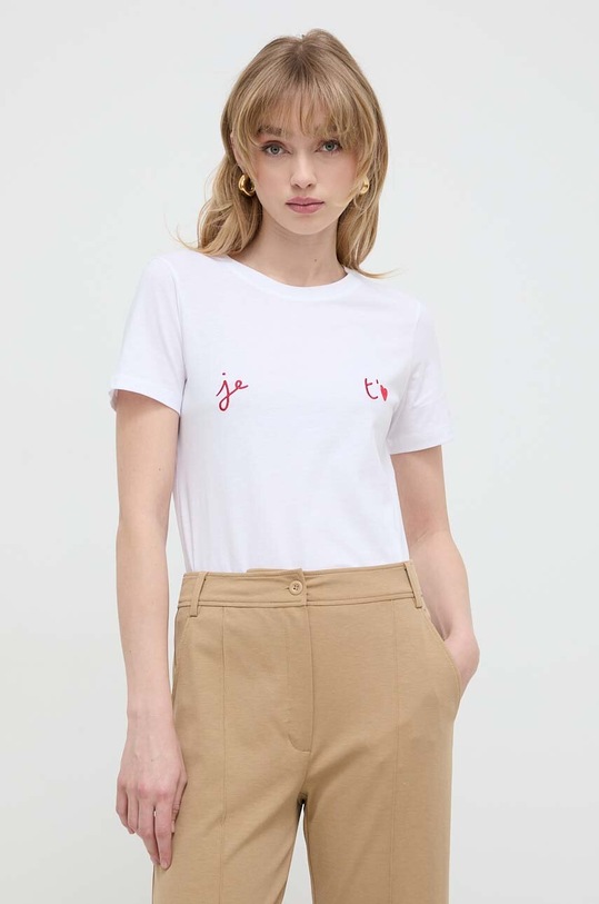 Marella t-shirt bawełniany regular biały 2413971034200