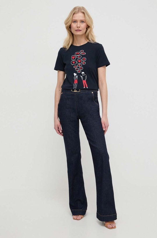 Marella t-shirt bawełniany 2413971034200 granatowy SS24