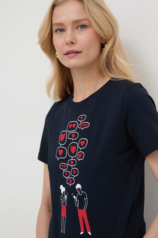 Marella t-shirt bawełniany granatowy 2413971034200