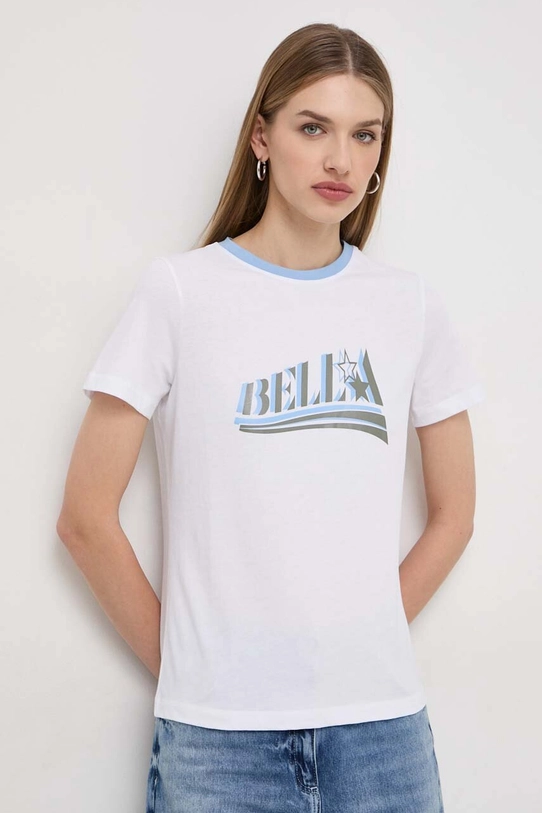 Marella t-shirt bawełniany nadruk biały 2413971084200