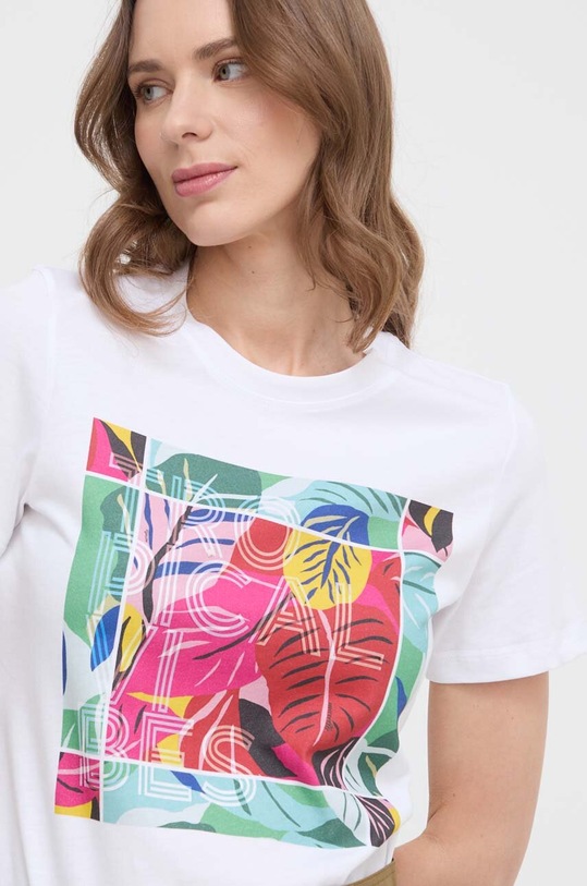 Marella t-shirt bawełniany nadruk biały 2413971084200