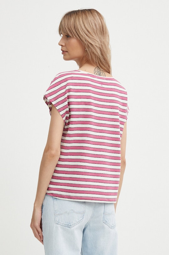 Odzież Pepe Jeans t-shirt z domieszką lnu KHLOE PL505835 różowy