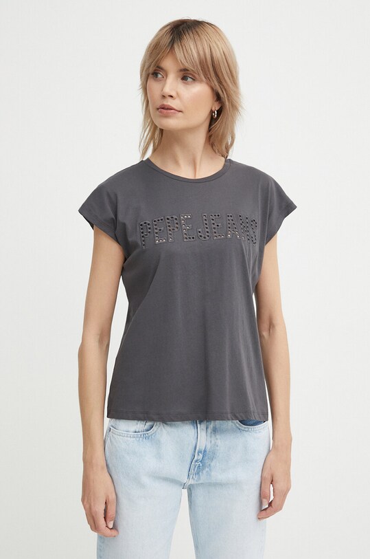 Хлопковая футболка Pepe Jeans LILITH regular серый PL505837