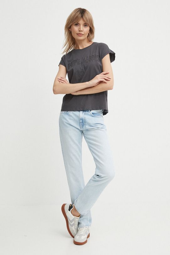 Pepe Jeans t-shirt bawełniany LILITH PL505837 szary SS24