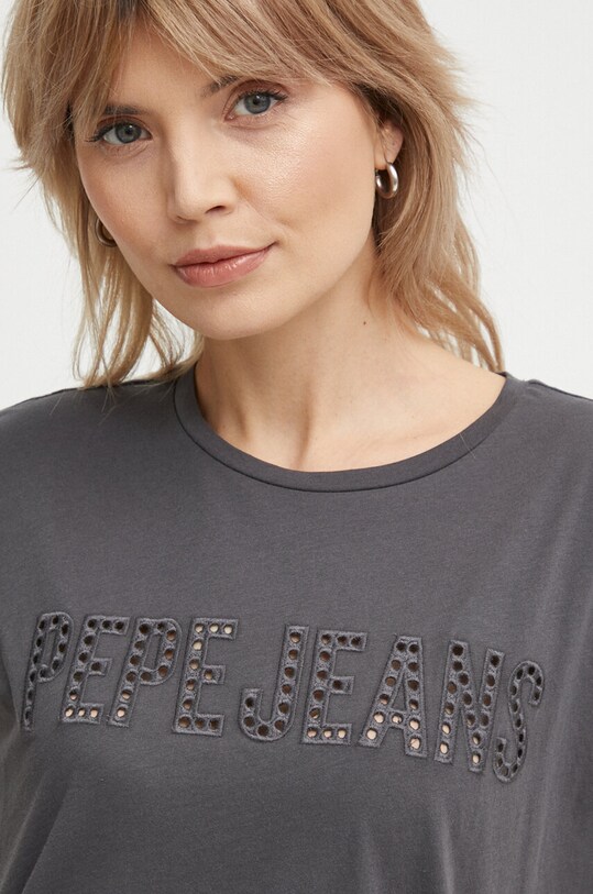 Хлопковая футболка Pepe Jeans LILITH серый PL505837