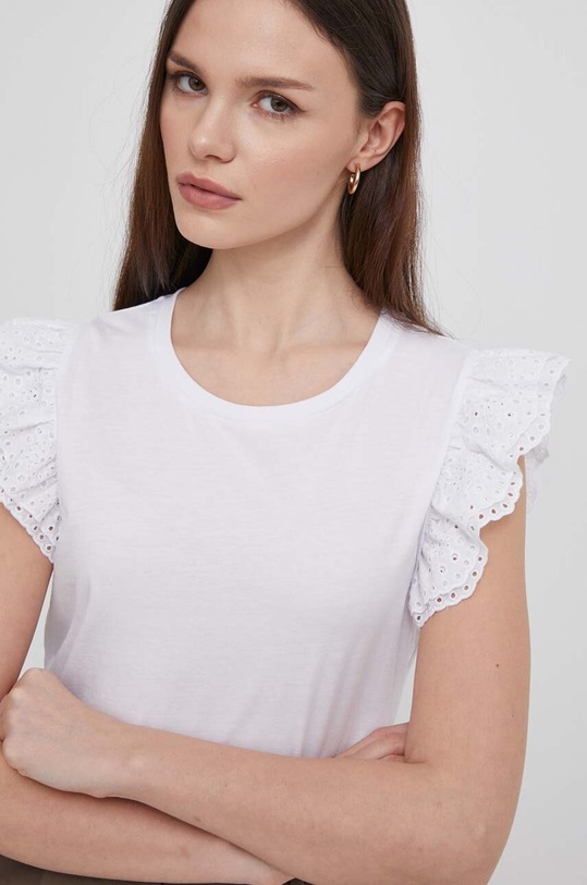 Pepe Jeans tricou din bumbac imprimeu alb PL505849