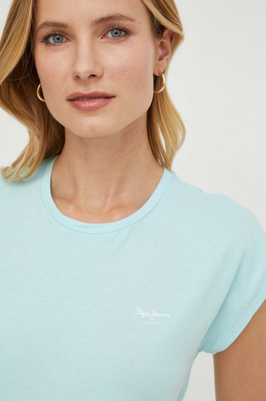 Pepe Jeans t-shirt bawełniany LORY nadruk turkusowy PL505853