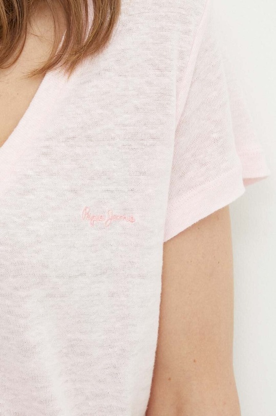 Pepe Jeans vászon póló LEIGHTON rózsaszín PL505855