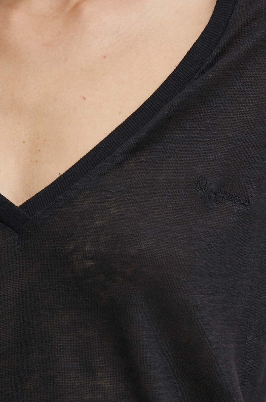 Plátěné tričko Pepe Jeans LEIGHTON PL505855 černá