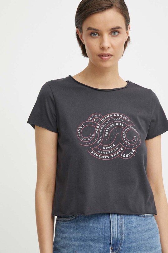 Хлопковая футболка Pepe Jeans KENNA серый PL505857