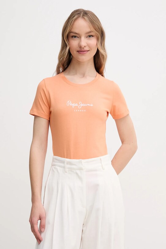 Pepe Jeans t-shirt NEW VIRGINIA SS N nadruk pomarańczowy PL505202