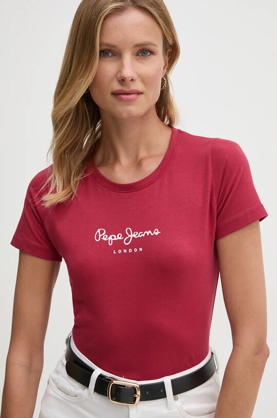 Μπλουζάκι Pepe Jeans NEW VIRGINIA SS N μπορντό PL505202