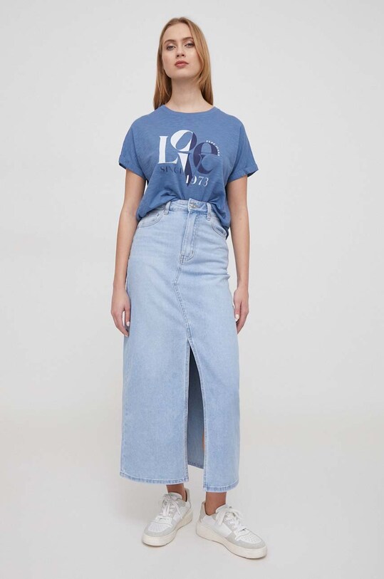 Pepe Jeans tricou din bumbac PL505825 albastru SS24