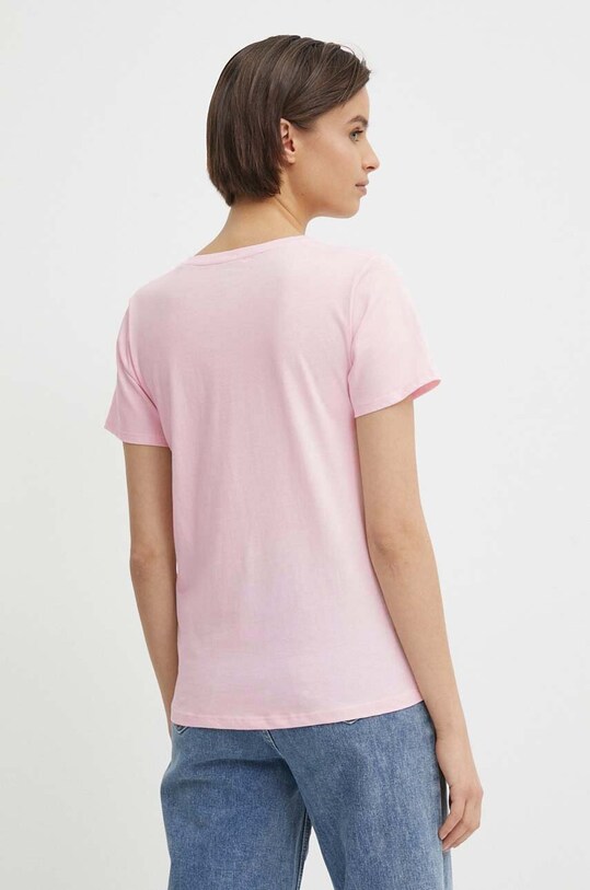 Βαμβακερό μπλουζάκι Pepe Jeans LORETTE V NECK PL505826 ροζ SS24