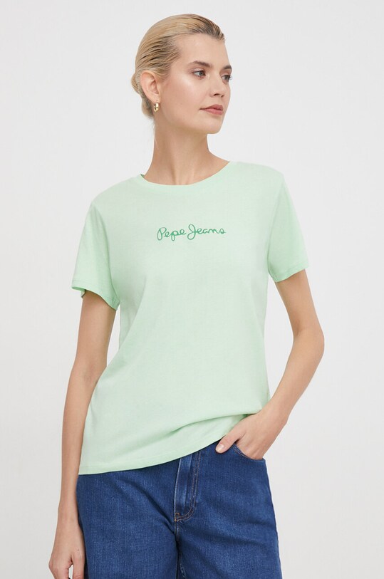 Хлопковая футболка Pepe Jeans LORETTE зелёный PL505827