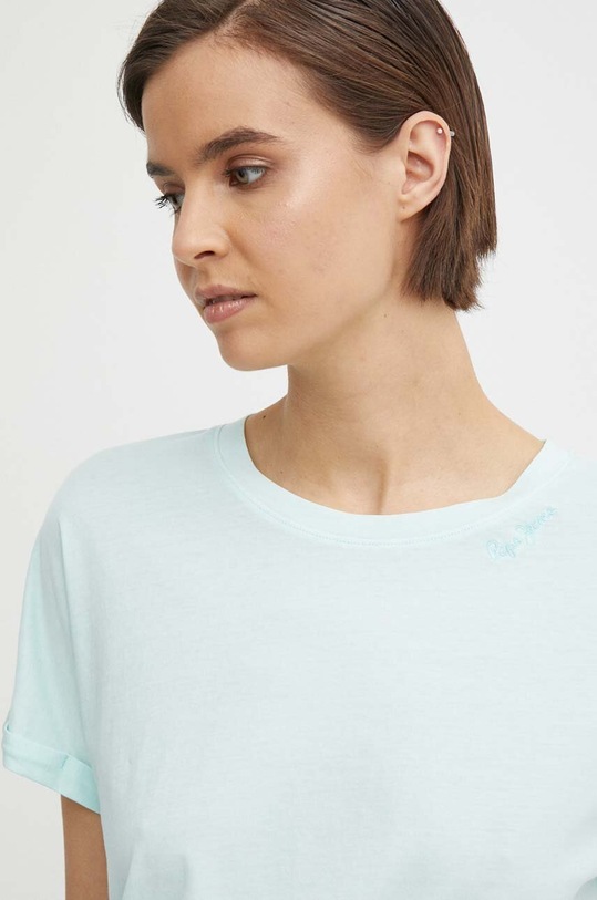 Бавовняна футболка Pepe Jeans LIU бірюзовий PL505832
