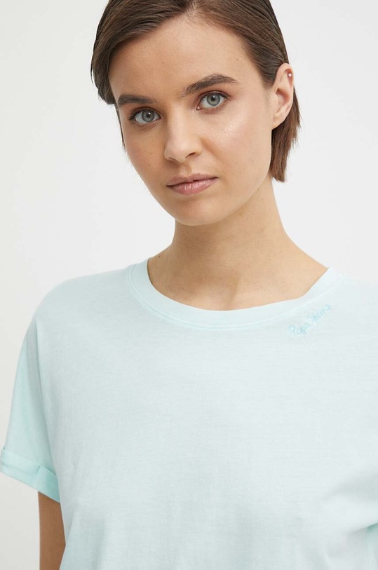 Бавовняна футболка Pepe Jeans LIU PL505832 бірюзовий