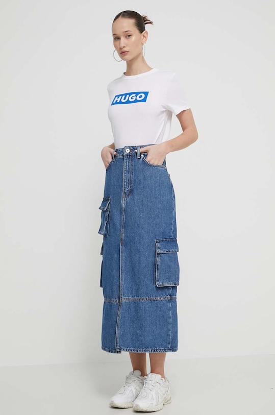 Бавовняна футболка Hugo Blue 50510772 білий SS25